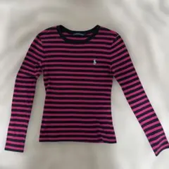 Ralph Laurenラルフローレン　ボーダーTシャツ XS ピンク ブラックのサムネイル