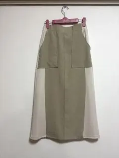 NOLLEY'S LIGHT リブ切替　ロングスカート　タイトスカート カーキ