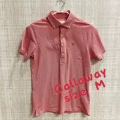 Callaway メンズ 半袖ポロシャツ M 赤 ダイヤ総柄 キャロウェイ