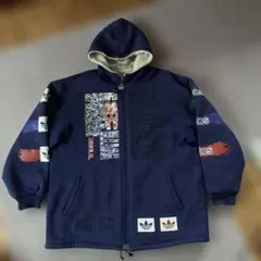 adidas 90s デサント製フードジャケット トレフォイル 3L相当
