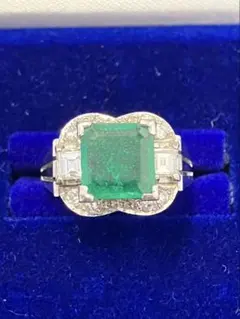 最終お値下げ／天然エメラルド１ct以上／ ダイヤ0.6ct/ pt900/12号 最終お値下げ／天然エメラルド1ct以上／ ダイヤ0.6ct/ pt900/12号
