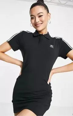 adidas ブラック ポロワンピース