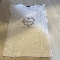 新品　べべ　150 半袖　トップス　ノースリーブ　カットソー 白　女の子のサムネイル