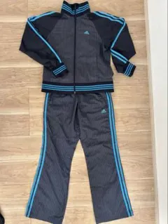 adidas ジャージ グレー/青 ストライプ