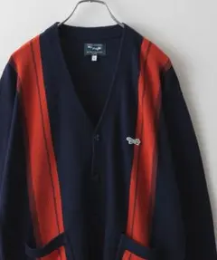 タグ付き　ぺニーズ　別注Vネックガーターニット刺繍カーディガン　ネイビー　限定色