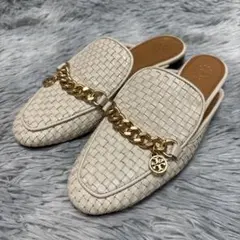 極美品✨TORY BURCH 22.0cm チェーン ミュール アイボリーのサムネイル