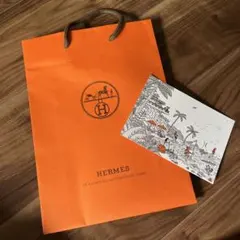 HERMES ショップ袋 オレンジ + ポストカード