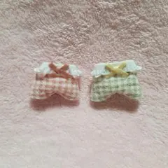 赤ちゃんお洋服　フリルサロペット　チェック②　桃色•ベージュ