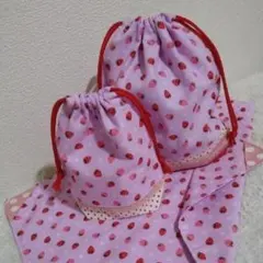 ハンドメイド▶▷▷いちご柄３点セット