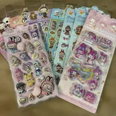 訳ありマイメロ水シール1枚ラブブおしりシール1枚他6枚の8枚セット