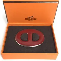 【美品】HERMES エルメス シェーヌダンクル スカーフリング レッド 赤