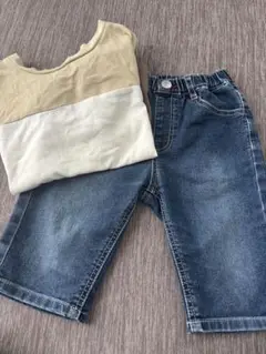 男の子　デニム半ズボン　Tシャツセット 120cm