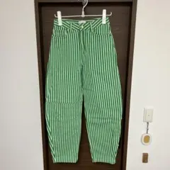 GANNI 緑と白のストライプ カーブパンツのサムネイル
