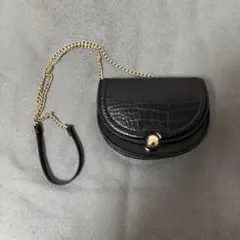 黒 クロコダイル型押し ショルダーバッグ