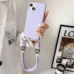夏のお出かけにぴったり✨肩掛けiPhoneケース ショルダーケース　パープル