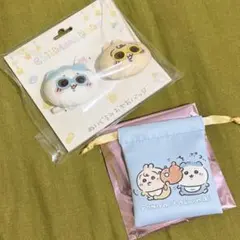 ちいかわBaby ぬいぐるみおかおバッジ ちいかわ ハチワレ　巾着セット