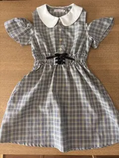 半袖グレー系チェックワンピースのサムネイル