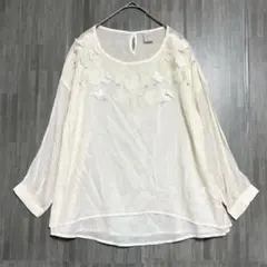 シャンブルドゥシャーム　フラワーアップリケ シアーブラウス　薄いピンク　Fのサムネイル