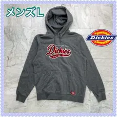 ディッキーズ　パーカー　メンズ　Ｌ　グレー　プルオーバー　プリントロゴ　　リブ袖