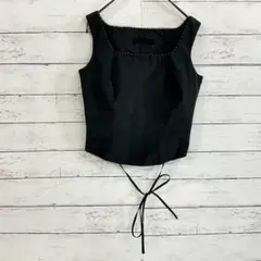 STRAWBERRY FIELDS ビーズ 黒 タンクトップ 日本製 F✨女性