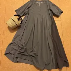 極美品　ANELA LUX ベージュワンピース　ゆったりLサイズ