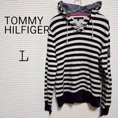 TOMMY HILFIGER ストライプ フード付きニットセーター