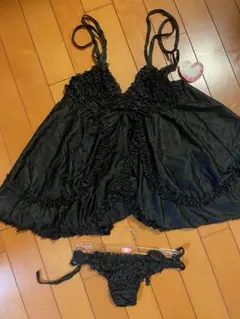 新品未使用　ネグリジェ　キャミソールとTバックショーツのセット　M ブラック