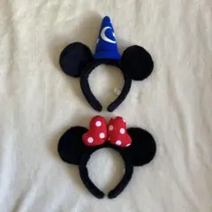 ディズニー　ミッキーマウス　ミニーマウス　カチューシャ　ファンキャップ　ペア