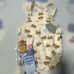 新品　futafuta クマ柄 サロペット ベビー服　おまけ付きのサムネイル
