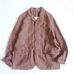nest Robe 吉備リネン ワッシャージャケット 茶 ブラウン 麻 M相当のサムネイル