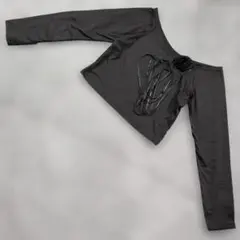 b3195 Dazy【XL】オフショルダー黒トップス フラワーモチーフ付き