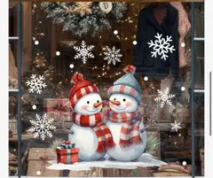 クリスマス シール 窓用ステッカー ウォールステッカー 剥がせる 雪だるま 結晶