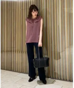 tomorrowland ギンガムチェック フリルブラウス