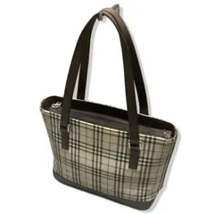 廃盤品　バーバリー　トートバッグ　ノバチェック　ロゴ型押し　キャンバス　ブラウン