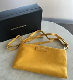 ● マリークワント イエロー レザー ショルダーバッグ 保管品 ●