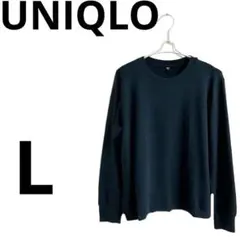 UNIQLO ソフトニットパフスリーブクルーネックT（長袖）ダークグリーンL