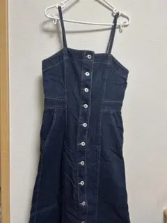 レディース　S ダークブルー デニム キャミワンピース