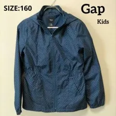 GapKids　フード付ジャンパーLサイズ(160)　明るい紺色青色(ドット)