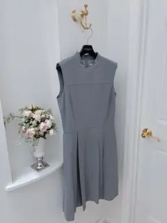 FOXEY NEW YORKグレー ノースリーブ ワンピース サイズ40