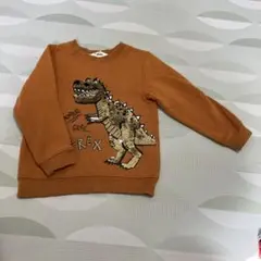 T-Rex 恐竜　オレンジ　トレーナー スパンコール　110