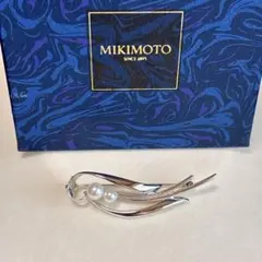 美品☆MIKIMOTOミキモト ブローチ 本真珠 パール シルバー 2珠 M刻印