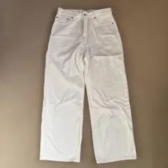 johnbullジョンブル　ホワイト ワイドレッグ デニムパンツ