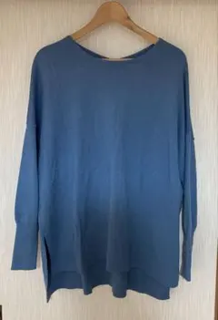 新品タグ付き♪E luraブルー 長袖ニット ゆったりシルエットLサイズ