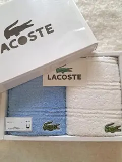 LACOSTE タオルセット 青 白 2枚組①