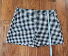 ZARA チェック柄ショートパンツ 白黒 XL