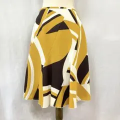 総柄 膝丈 フレアスカート マーメイドライン 幾何学模様 ウエスト70 裏地あり