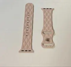 ピンク シリコン キルティング Apple Watch バンド