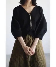 新品未使用タグ付★Bonjour Sagan ビッグパールボタンカーディガン