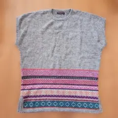 アルパカ　ニット半袖セーター（ペルー製）