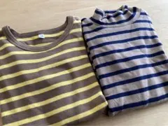 セット　おまとめ　無印ボーダーカットソー &ハイネック　130センチ